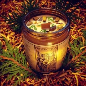 Protection Intention Candle with Real Crystal & Herbs ✨